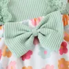 Rompers Pudcoco生まれ幼児の女の女の子の服装クルーネックフラワーレースパッチワークロンパードレスボウノットヘアバンド夏服