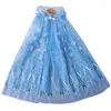 Kız Elbiseler Kızlar Kapşonlu Pelerin Star Snowfets Peacock Feather Sheer Fırfır Tül Sahne Cosplay Cosplay Kostüm Kids Prenses Cape Şal