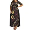 Summer Pacific Island Art Sustainable O-Neck Long Dress Big People Big Size 8xl Luxury Design Dress for Party 240129