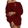 Casual Kleider 2024 Frauen Winter Lange Ärmel Stricken Top Solide Pullover Party Kleid Sexy Nachtclub Stricken Stoffe Lose Kleidung