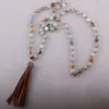 Pendant Necklaces Fashion Rosary Chain Amazonite Stones Bohemian Tribal Jewelry Brown Tassel Necklace