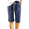 Pantaloncini da donna Pantaloni estivi con stampa in cotone da donna Pantaloni da spiaggia allacciati per pantaloni sportivi a gamba dritta 50 casual