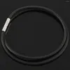 Chains 3mm Cord In Rubber Black Necklace With Clasp Steel Stainless - 16 Inch