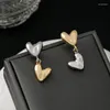 Dangle Earrings 2024 Fashion Punk Gold Sliver Color Heart Earring For Women Irregular Wing Asymmetry Metal Drop Party Jewelry Gift