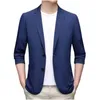 Men's Suits Fashion Spring And Summer Casual Short Sleeved Lapel Thin Suit Tops Ultra Breathable Jacket