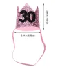 Bandane per adulti 30 compleanni Corona Party Glitter Nero Numero Stampa Copricapo Tiara Forniture( )