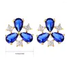 Orecchini a lobo Tre trifogli Fiore Blu CZ Triangolo per donne Ragazze Ottone W Gioielli color oro Aros Aretes Orecchini Oorbellen