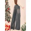 Damen Jeans American Vintage High Waist Straight Wide Leg Grunge Stars Print Hose Lässige Baggy Y2K Street Denim Hose