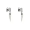 Stud Earrings Cute 2 4MM Mini Square Cz Geometric Spike Rivet Charm Earring In Real 925 Sterling Silver For Women