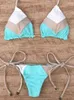 Costume da bagno da donna Costume da bagno sexy con scollo all'americana da donna Perizoma micro bikini Push Up 2024 Mini string con stampa di piante tropicali brasiliane