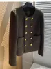Осень-зима брендовая роскошная твидовая короткая куртка пальто женская элегантная французская золотистая двубортная шерстяная куртка Casaco верхняя одежда 240124
