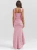 Women Sexy Backless Pleated Halter Dress Ladies Elegant Off Shoulder Sleeveless Slim Dresses Female Fashion Party Club Vestidos 240124