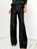 Pantalons pour femmes 6 couleurs Party Sequin Trendy Sparkling Gold Relaxation Taille à jambes larges Femmes High Street Pant