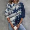 Star Print O-Ausschnitt Casual Sweatshirt Damen Hoodies Langarm Game Day American Football Grafik Sweatshirts Übergroße Tops 240125