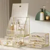 Storage Boxes Acrylic Makeup Organizer Box Crystal Cosmetic Holder Waterproof Dustproof Lipstick Brush Jewelry Skincare Organizing