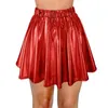 Jupes femmes brillant brillant métallique jupe patineuse carnaval fête Rave tenue une ligne plissée élastique taille haute discothèque Faldas