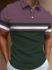 Men's Polos Polo T Shirt For Men Stripe Fashion Lapel Button Blouse Street Summer Short Sleeve Tops T-shirt Camiseta