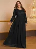 Plus Size rund hals paljett multicolor glänsande höst långärmad klänning 5xl 6xl stor storlek glänsande lång elegant chiffongklänning 240130