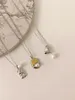 Chaînes S925 Collier en argent sterling Collection Love Embrace Perle Géométrique Couleur Bloc Design Sense Collier Chaîne CLE8