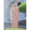 Abbigliamento etnico Modesto Abaya musulmano Eid Party Donna Abito lungo a maniche lunghe Hijab Turchia Caftano Abito arabo islamico Dubai Femme Musulmane