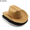Cappello da cowboy occidentale a tesa larga da 95 cm per uomo Fascinator vintage Cowgirl Jazz Cloche Church Caps Sombrero Hombre 240202