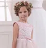 Meisjesjurken Roze bloemjurk Tule Kant Appliqué Bruiloft Elegante prinses Eerste Eucharistie Verjaardagscadeau