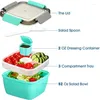 Servis sallads lunchlåda med fack Tray Sauce Spoon Kids Adult Fruit Snack Storage Container för picknickskolan arbete