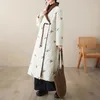 Trench da donna Cappotto in cotone ricamato invernale in stile cinese per donna 2024 Moda colletto incrociato Hanfu Antica giacca lunga Abrigos