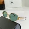 Luxury Designer Womens Sunglasses Oval Frame Beach Sun Glasses 40235 Metal leg Green Lens Sunglasses Retro small round frame mens brand sunglasses