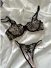 BHs Sets Vintage Floral Sexy Spitze Anpassung Push Up Dessous Ausgehöhlte Top Unterstützung Damen Stahl Ring BH Unterwäsche