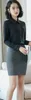 izicfly春秋のブラックブレザーセットスカートオフィススーツの女性ユニフォームレディーワーク服エレガント2 PCS 240202
