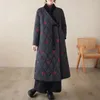 Trench da donna Cappotto in cotone ricamato invernale in stile cinese per donna 2024 Moda colletto incrociato Hanfu Antica giacca lunga Abrigos