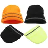 BERETS 4 PCS KAWII Söta vinterhattar unisex män reflekterande strip elegans vuxen akryl stickad