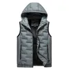 2023 hiver gilet à capuche hommes plissé solide rembourré coupe-vent chaud sans manches veste homme décontracté gilet épaissir Parkas 8XL 240202