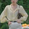 Kvinnors blusar söta söta toppar och korea kläder för kvinnor faller hösten casual löst långärmad enkelbröst skjortor