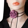 Pendant Necklaces Creative Long DIY Floral Clavicle Chain Women Banquet Flower Collar Neckband Fashion Jewelry Handmade Rose Necklace Gifts
