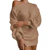 Casual Kleider 2024 Frauen Winter Lange Ärmel Stricken Top Solide Pullover Party Kleid Sexy Nachtclub Stricken Stoffe Lose Kleidung