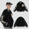 Winter Varsity Jacket Women Black and Green Letter Baseball Bomber Jacket Y2k Vintage Coat Streetwear Unisex Outerwear Hip Hop 240117