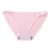 Culotte respirante en coton pour femmes, entrejambe, couleur unie, taille basse, slip en Nylon, sans couture, string, soie glacée