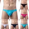 Sous-vêtements hommes sexy glace soie slips U poche convexe ultra-mince taille basse sous-vêtement bikini hanche ascenseur taille haute string solide lingerie