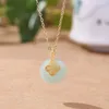 Pendants Classic Design Natural An Jade Round Necklace Light Luxury Chinese Style Pendant Clavicle Chain Jewelry For Women Accessory