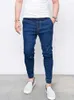 Мужские джинсы, мужские джинсовые брюки-карандаш, однотонные брюки с принтом на шнурке, узкие брюки длиной до щиколотки, слегка эластичные, High Street 2024
