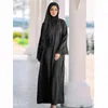 Abbigliamento etnico Modesto Abaya musulmano Eid Party Donna Abito lungo a maniche lunghe Hijab Turchia Caftano Abito arabo islamico Dubai Femme Musulmane