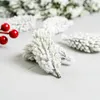 Decorative Flowers 20/10 Pcs Artificial Flocking Pine Needles Branches Fake Tree DIY Leaves For Christmas Wreaths Party Holiday Decor