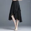 Skirts Korean Street Fashion Ruffle Asymmetrical Feminino Summer Sexy Bohemia Chiffion Elegant Long Maxi Skirt Plus Size