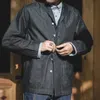マデンラペルジーンズジャケット13.5オンスマルチポケットコートメンズビンテージデッキワークウェアデニムシャツ品質のファッション服男性240202