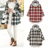 Plus Größe 5XL Frauen Winter Fleece Shirts Bunte Plaid Langarm Damen Bluse und Hemden Mit Kapuze Taste Strickjacke Tops KT74 240126