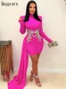 Casual Dresses Beyprern Beautiful Embroidered Bodycon Mini Dress For Women Long Straps Invite Rhinestone Party Birthday Outfits Clubwear