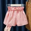 Shorts Kids Girls Denim Elastic Waist Thin Summer Short Pants 2024 All-Matched Casual Children Girl Jeans