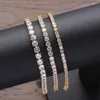 Urok bransolety Eyika Hip Hop kryształowa cyrkon Bransoletka 3/4/5 mm Bling loded Out CZ Złoty kolor linku łańcuch Bangle Women Men Wedding